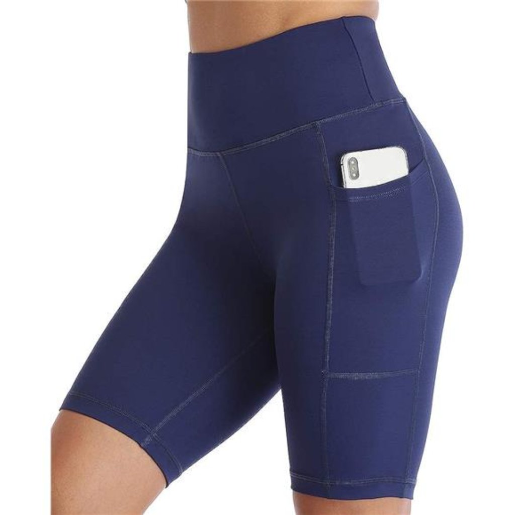 Womens Workout Athletic Shorts Plus Size Print Gym Blue